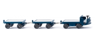 Wiking 116004 - H0 - Elektrokarren mit Anhängern - grünblau
